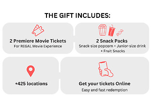 REGAL Movie Bundle 2 tickets + 2 snack packs