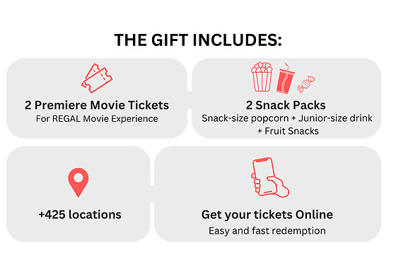 REGAL Movie Bundle 2 tickets + 2 snack packs
